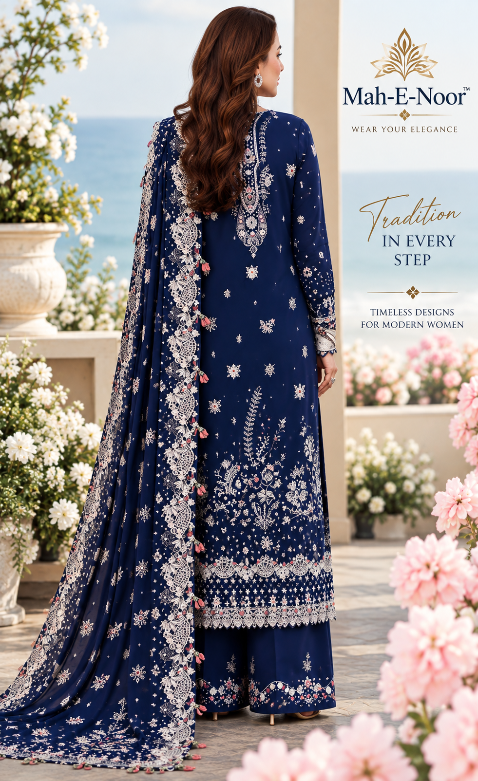 Mah-E-Noor winter 3pc Dyed Dhanak