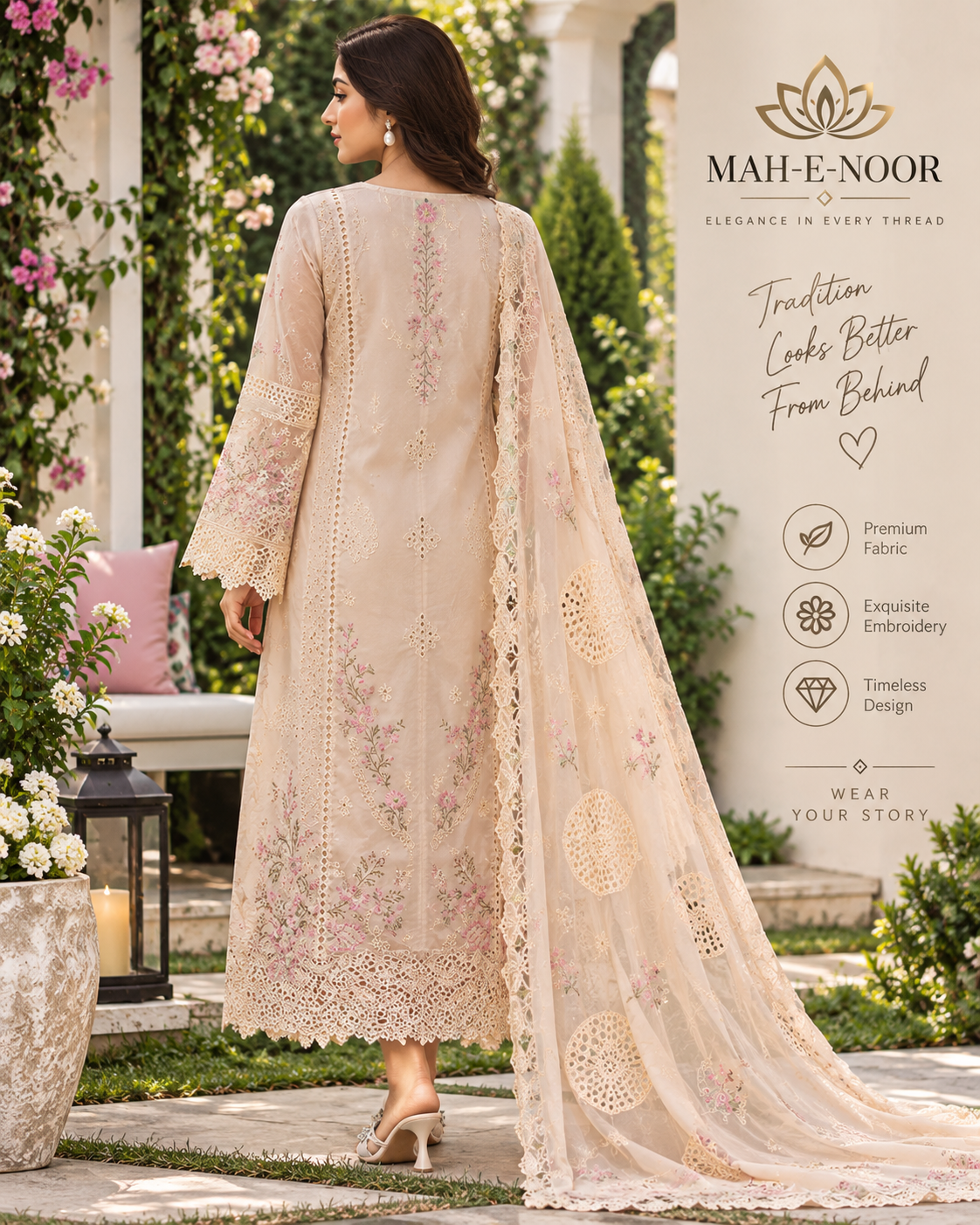 Mah-E-Noor winter 3pc Dyed Dhanak