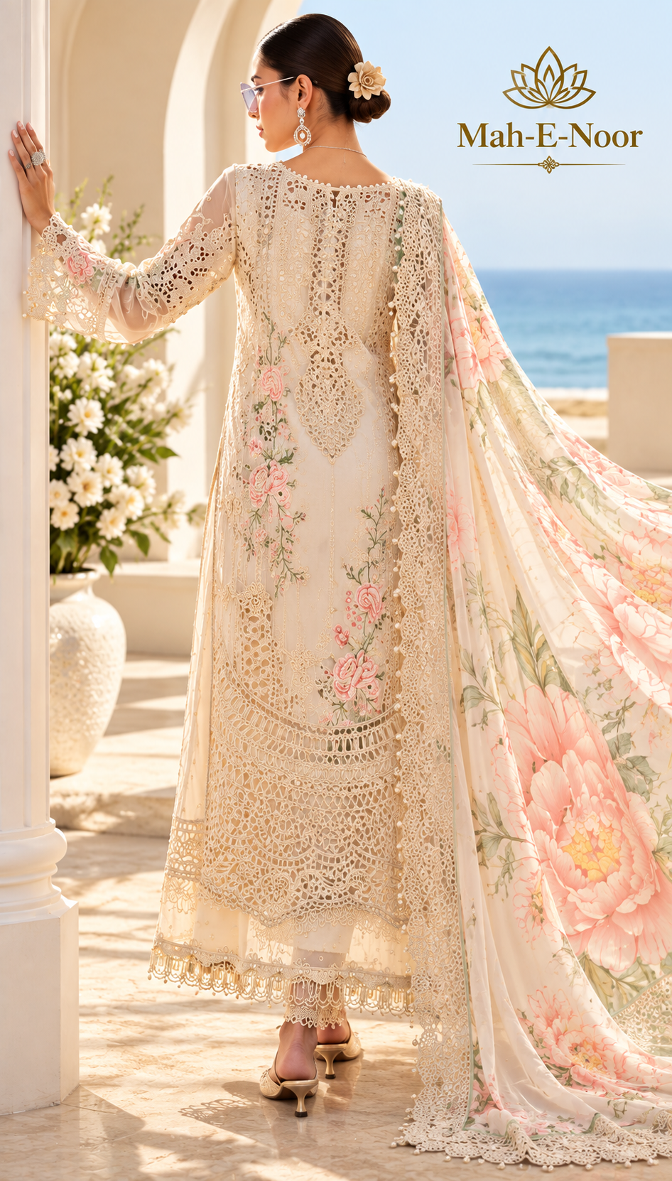 Mah-E-Noor winter 3pc Emboridered Viscose