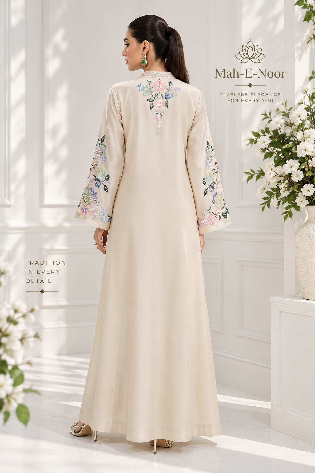 Mah-E-Noor winter 2pc Emboridered Silk