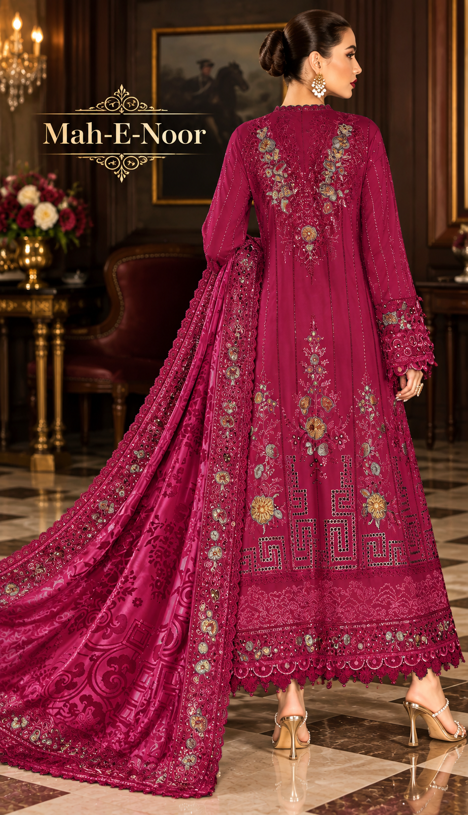Mah-E-Noor winter 3pc Emboridered Viscose