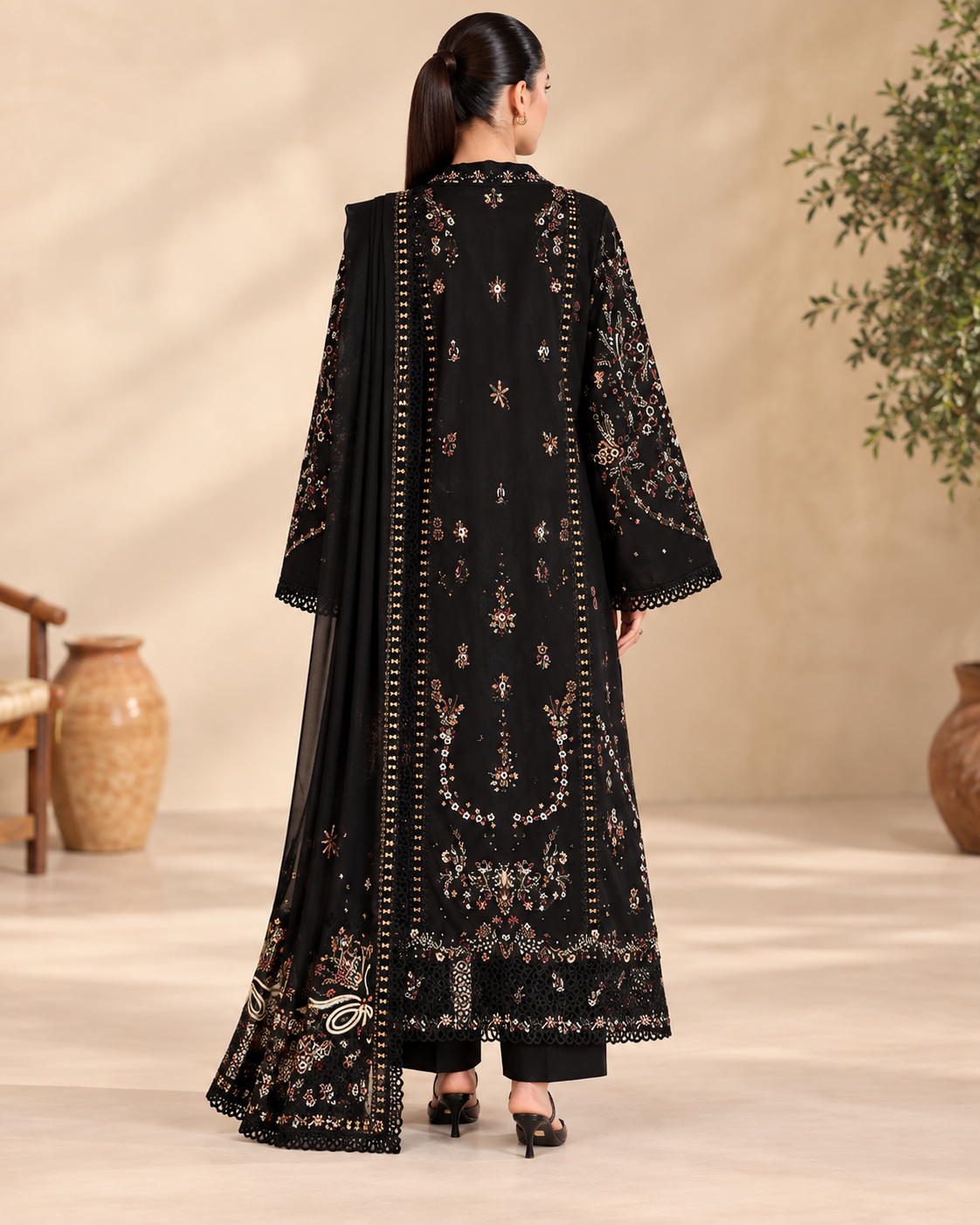 Mah-E-Noor winter 3pc Dyed Dhanak