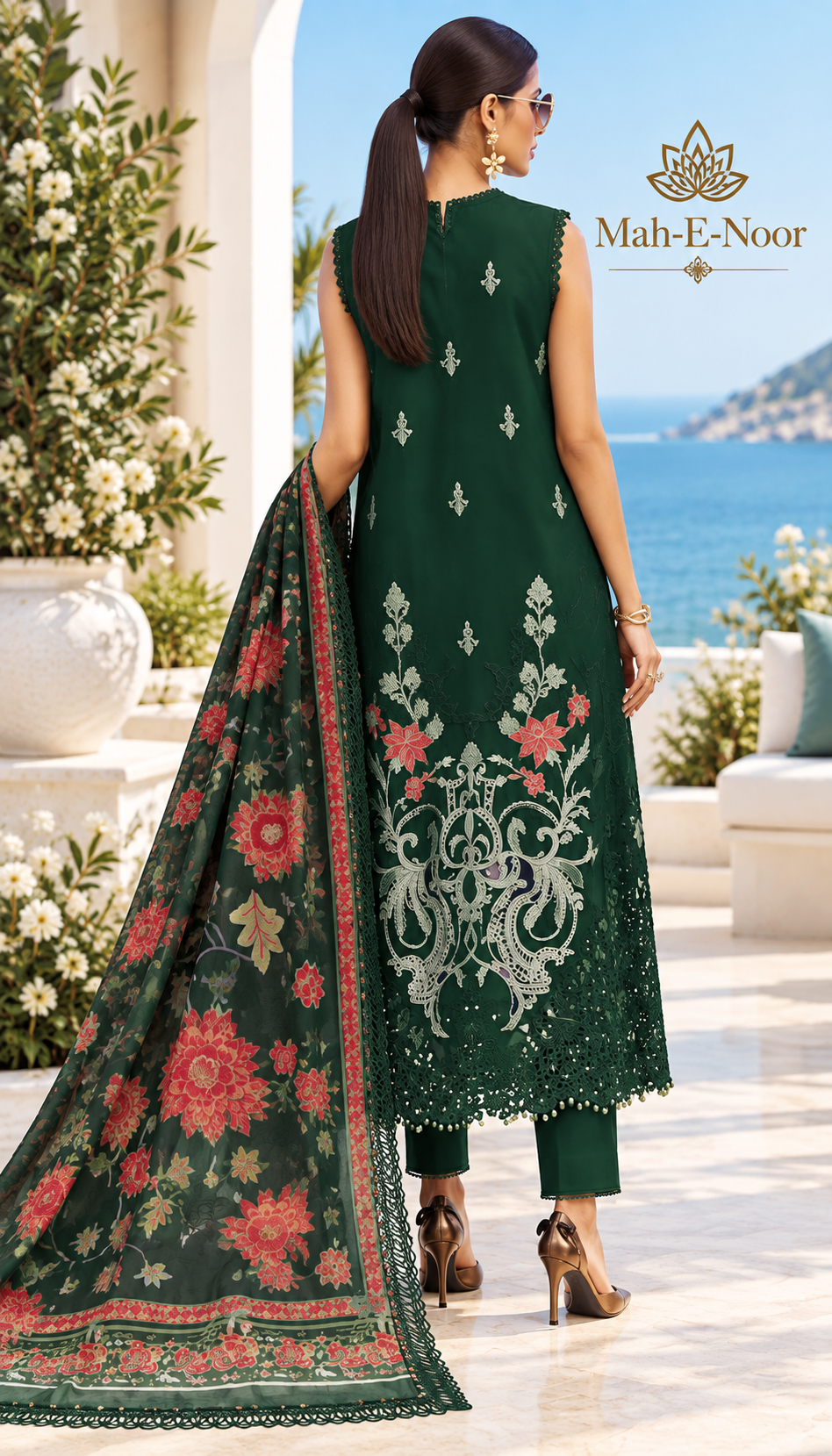 Mah-E-Noor winter 3pc Emboridered Viscose