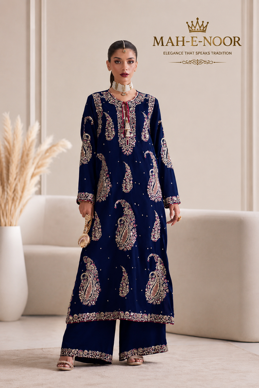 Mah-E-Noor silk Embroiderd 2pc