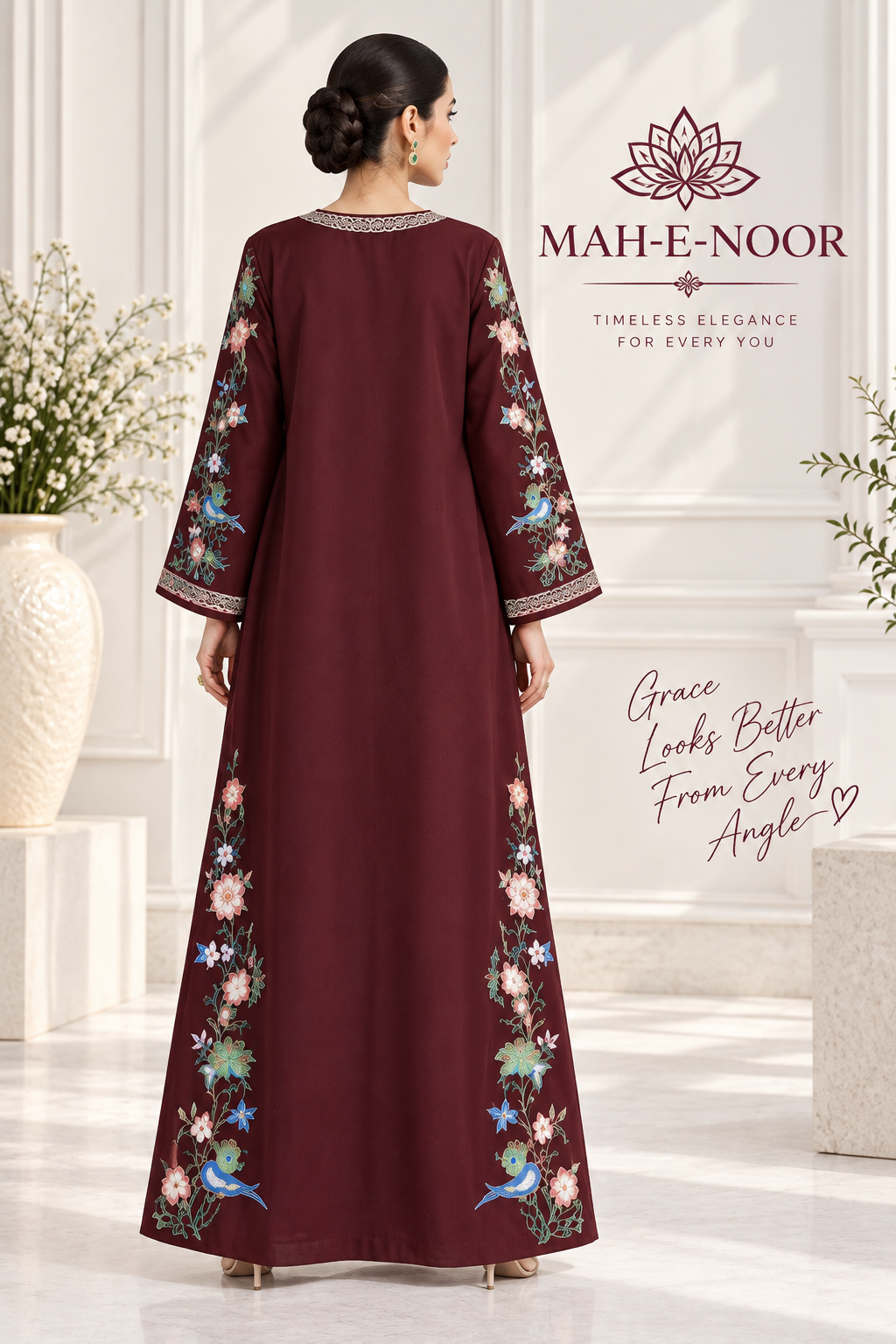 Mah-E-Noor winter 2pc Emboridered Silk