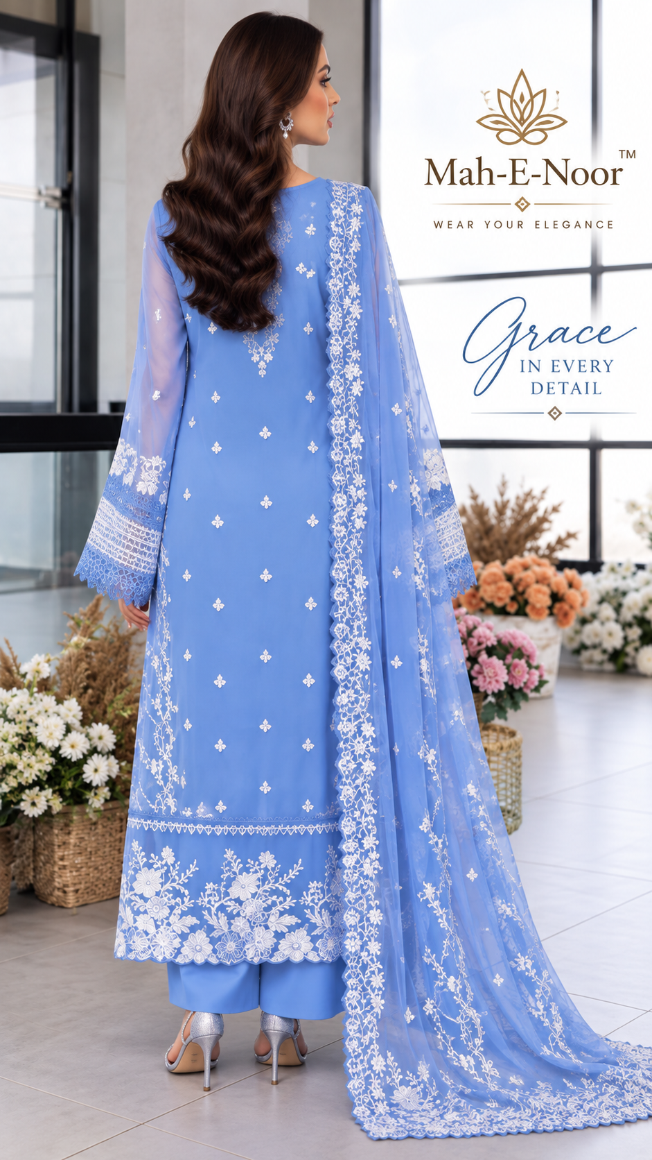 Mah-E-Noor winter 3pc Dyed Dhanak