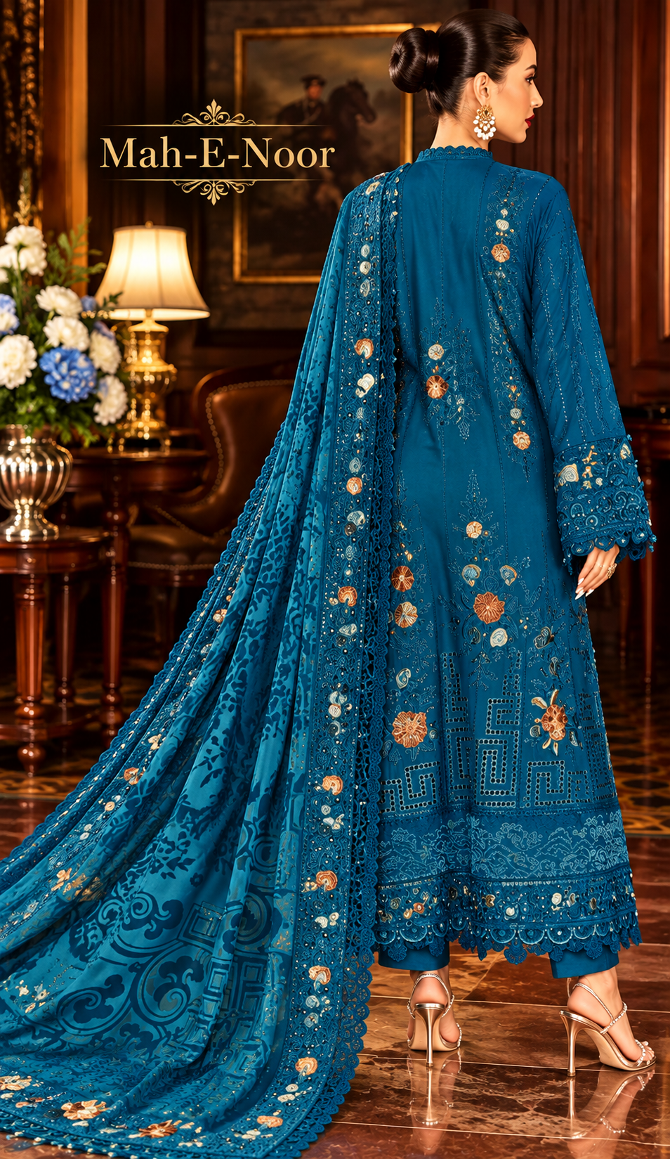 Mah-E-Noor winter 3pc Emboridered Viscose