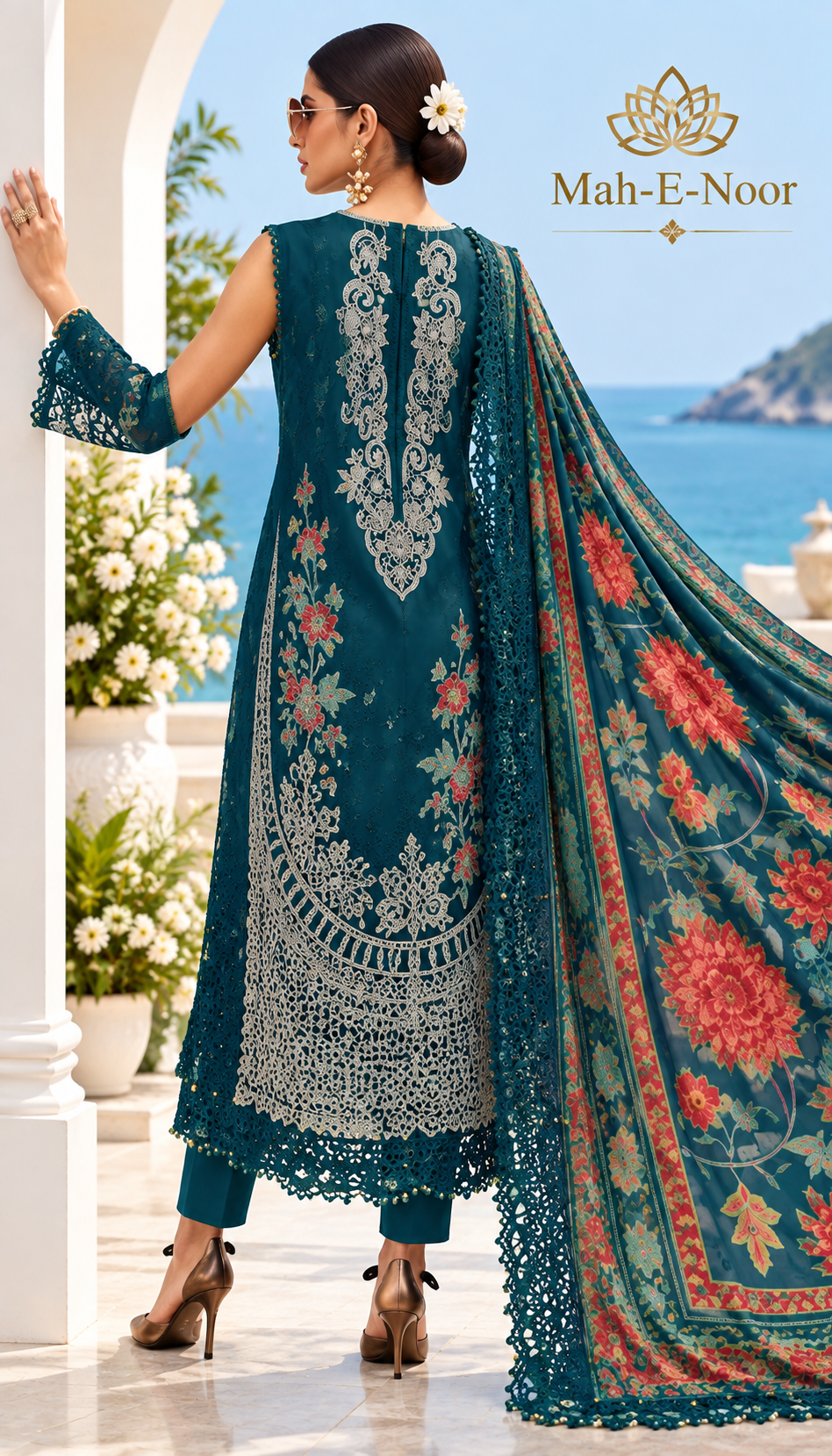 Mah-E-Noor winter 3pc Emboridered Viscose