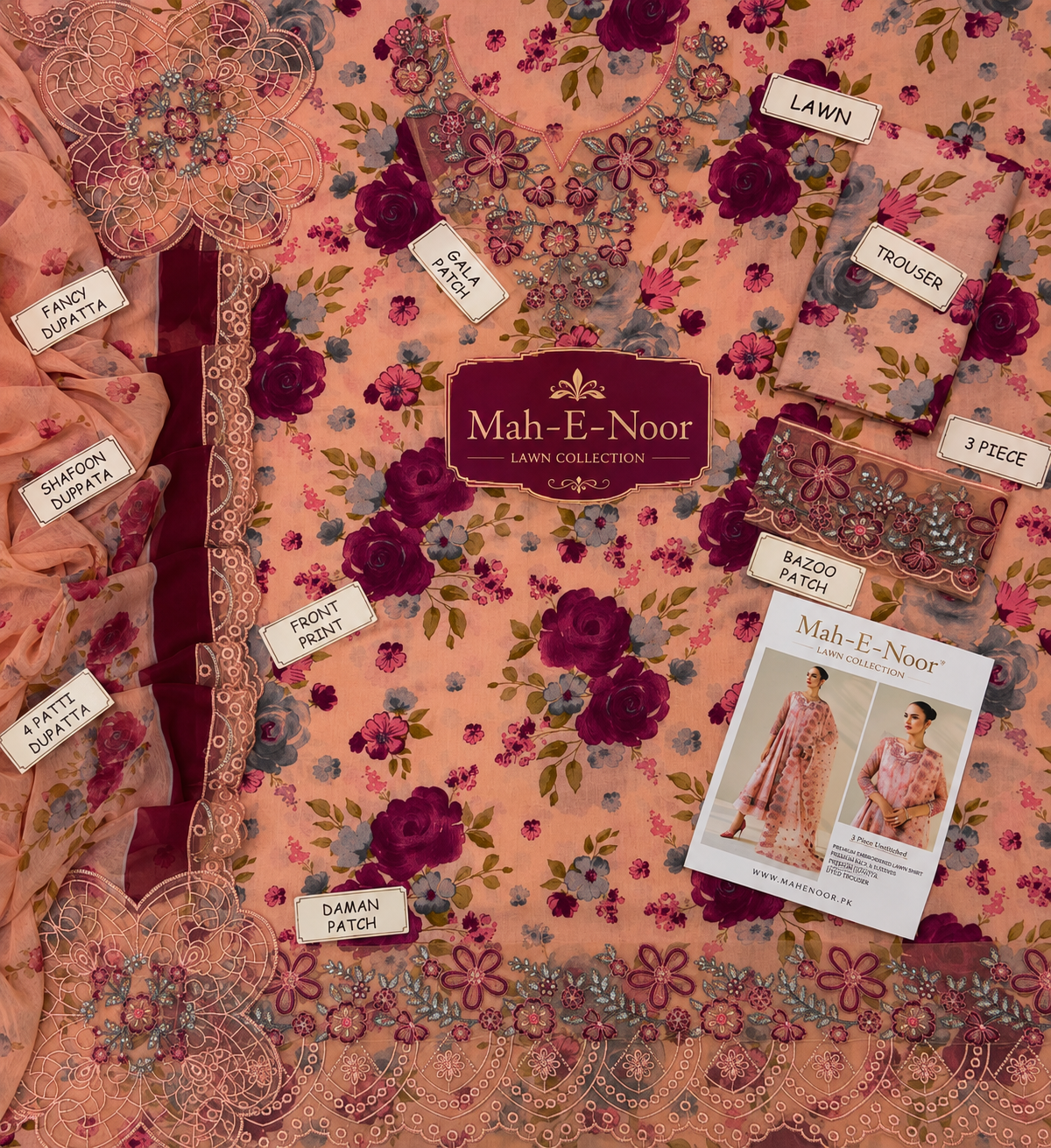 Mah-E-Noor Premium Lawn 3-Piece