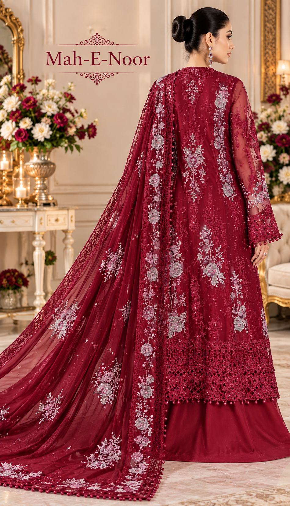 Mah-E-Noor winter 3pc Emboridered Viscose
