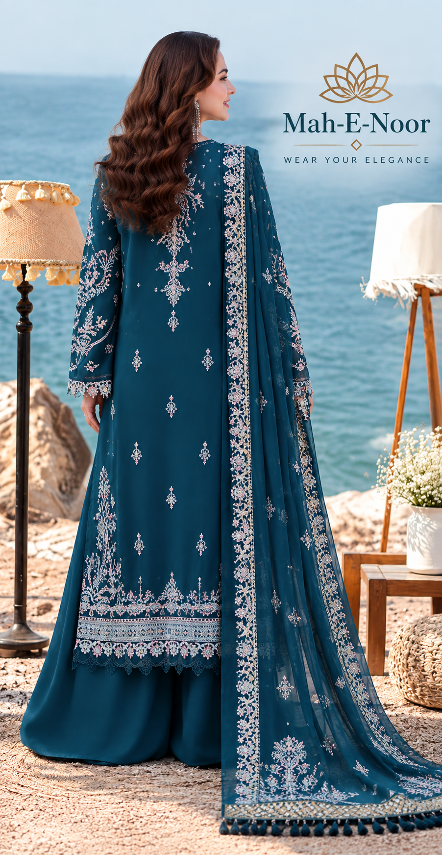 Mah-E-Noor winter 3pc Dyed Dhanak