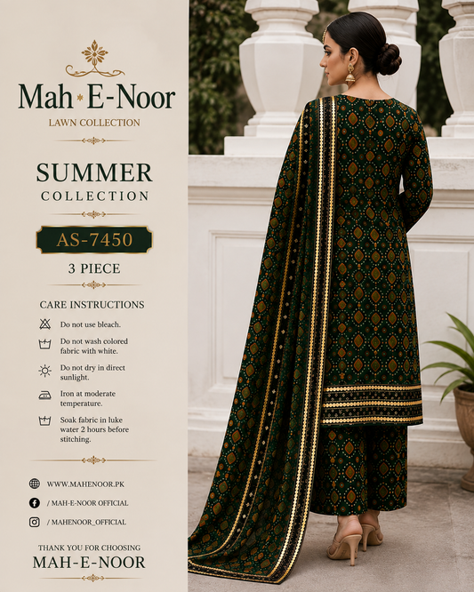 Mah-E-Noor Premium Lawn 3-Piece suit