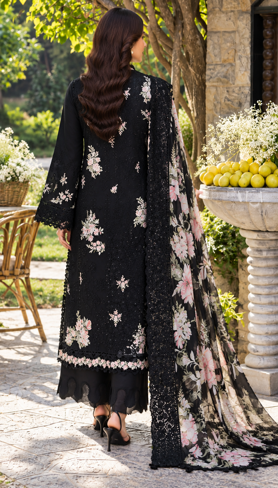 Mah-E-Noor winter 3pc Lawn Chicken Embroidered