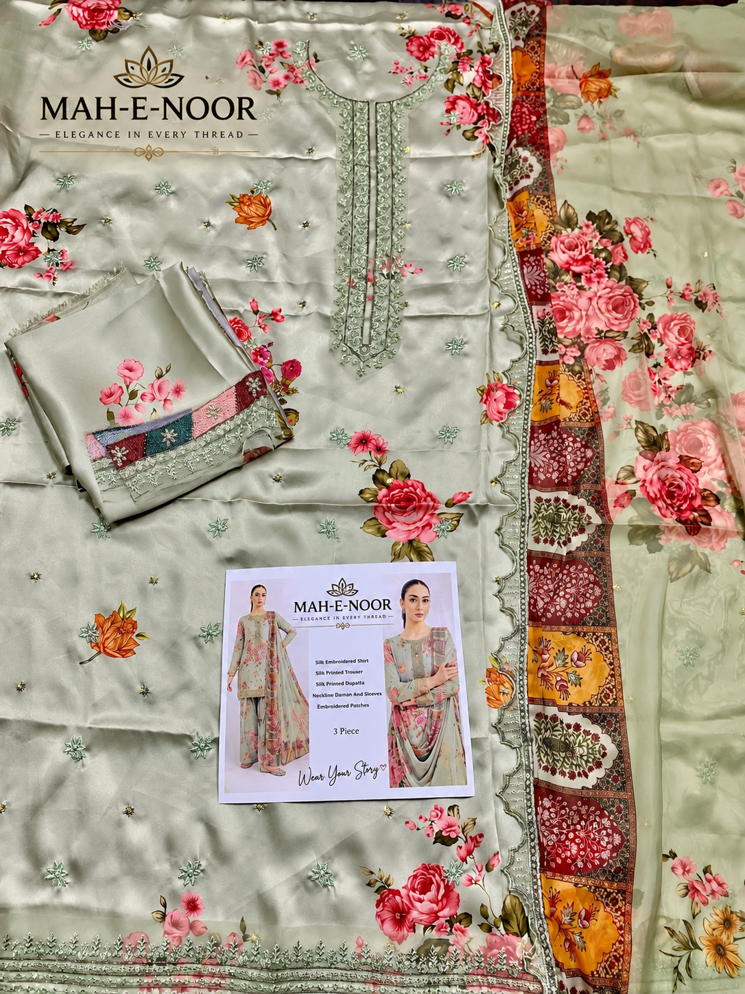 Mah-e-Noor 3pc winter Kaftaan Slik