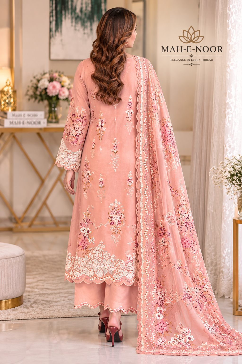 Mah-E-Noor winter 3pc Dyed Dhanak