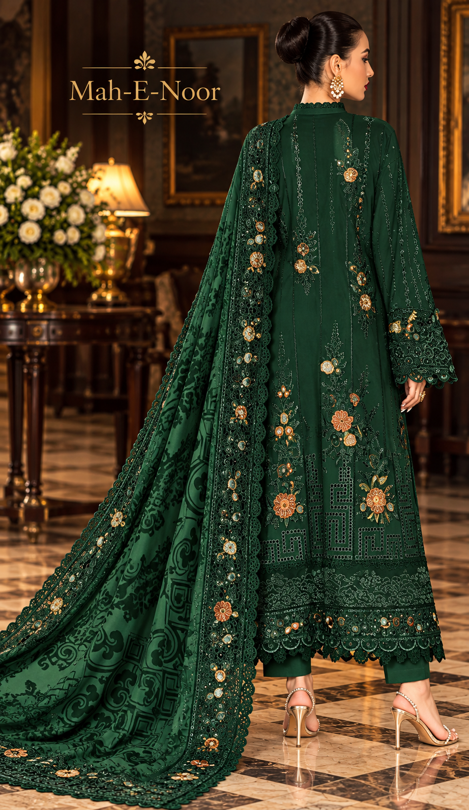 Mah-E-Noor winter 3pc Emboridered Viscose
