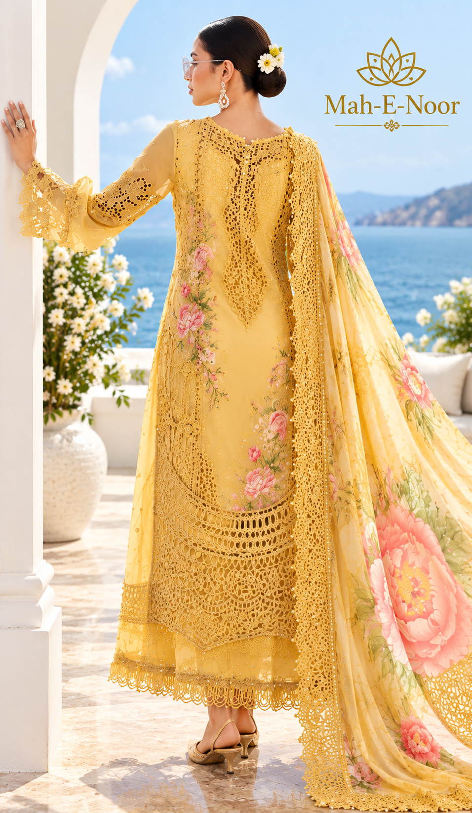 Mah-E-Noor winter 3pc Emboridered Viscose