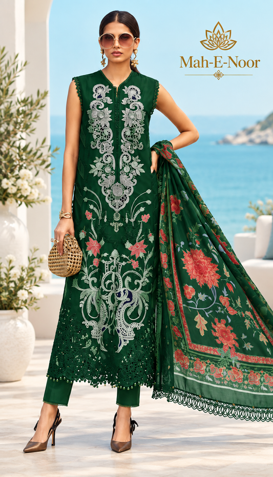 Mah-E-Noor winter 3pc Emboridered Viscose