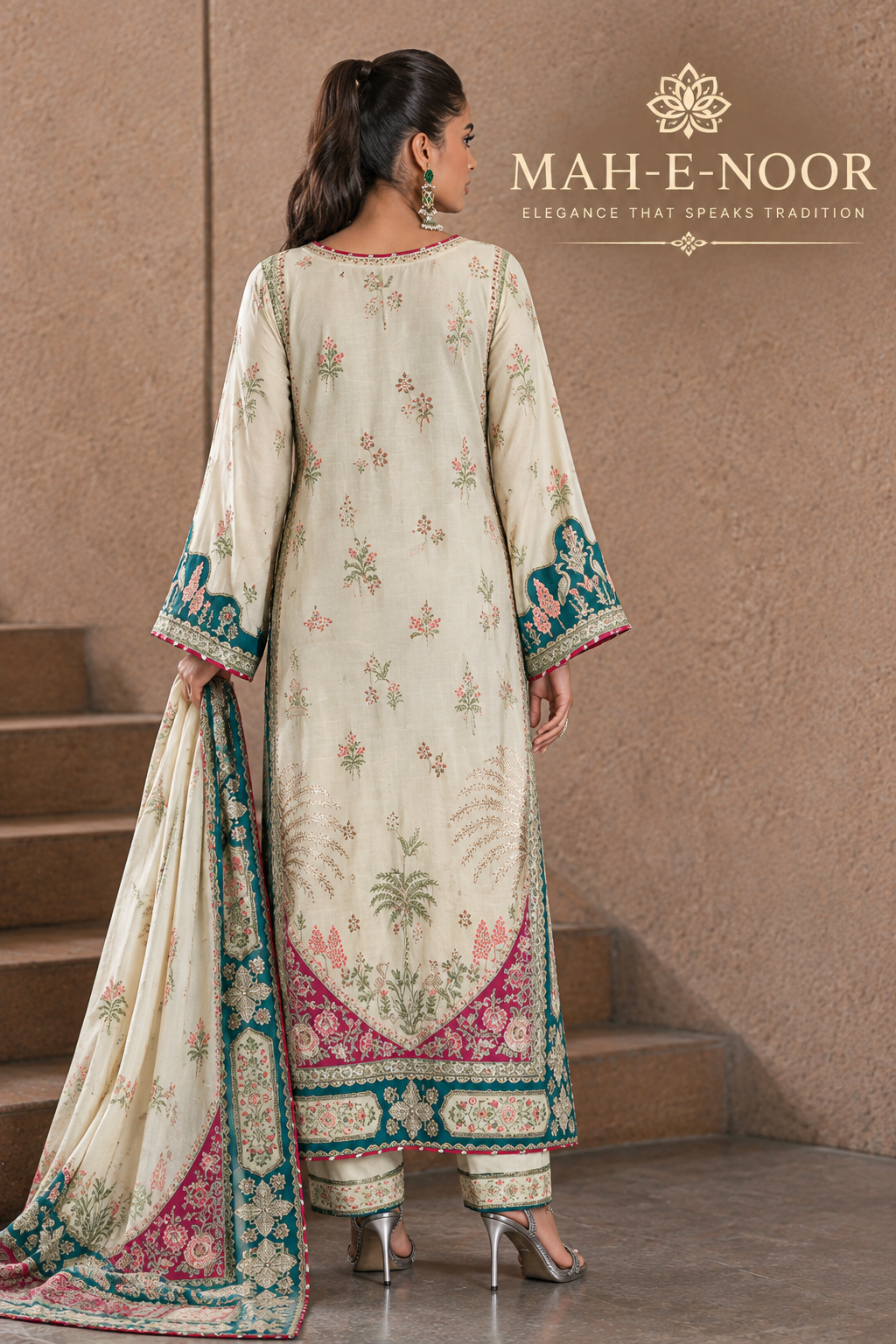 Mah-E-Noor winter 2pc KAFTAAN  SLIK