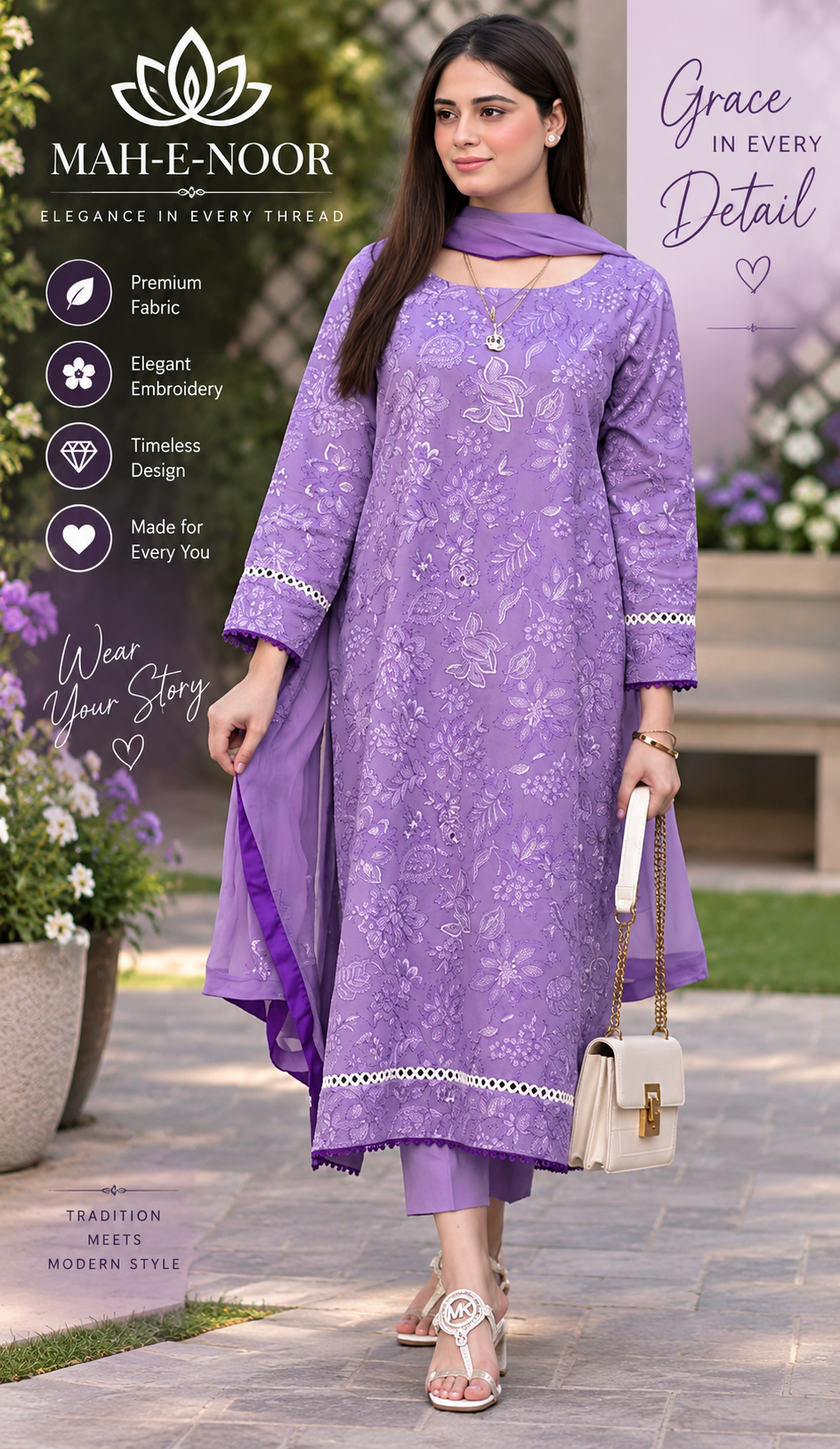 Mah-E-Noor winter 3pc Dyed Dhanak
