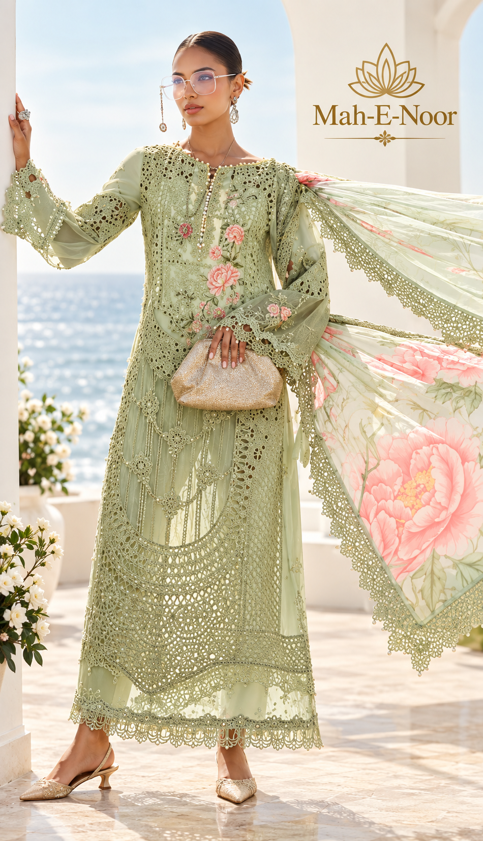Mah-E-Noor winter 3pc Emboridered Viscose