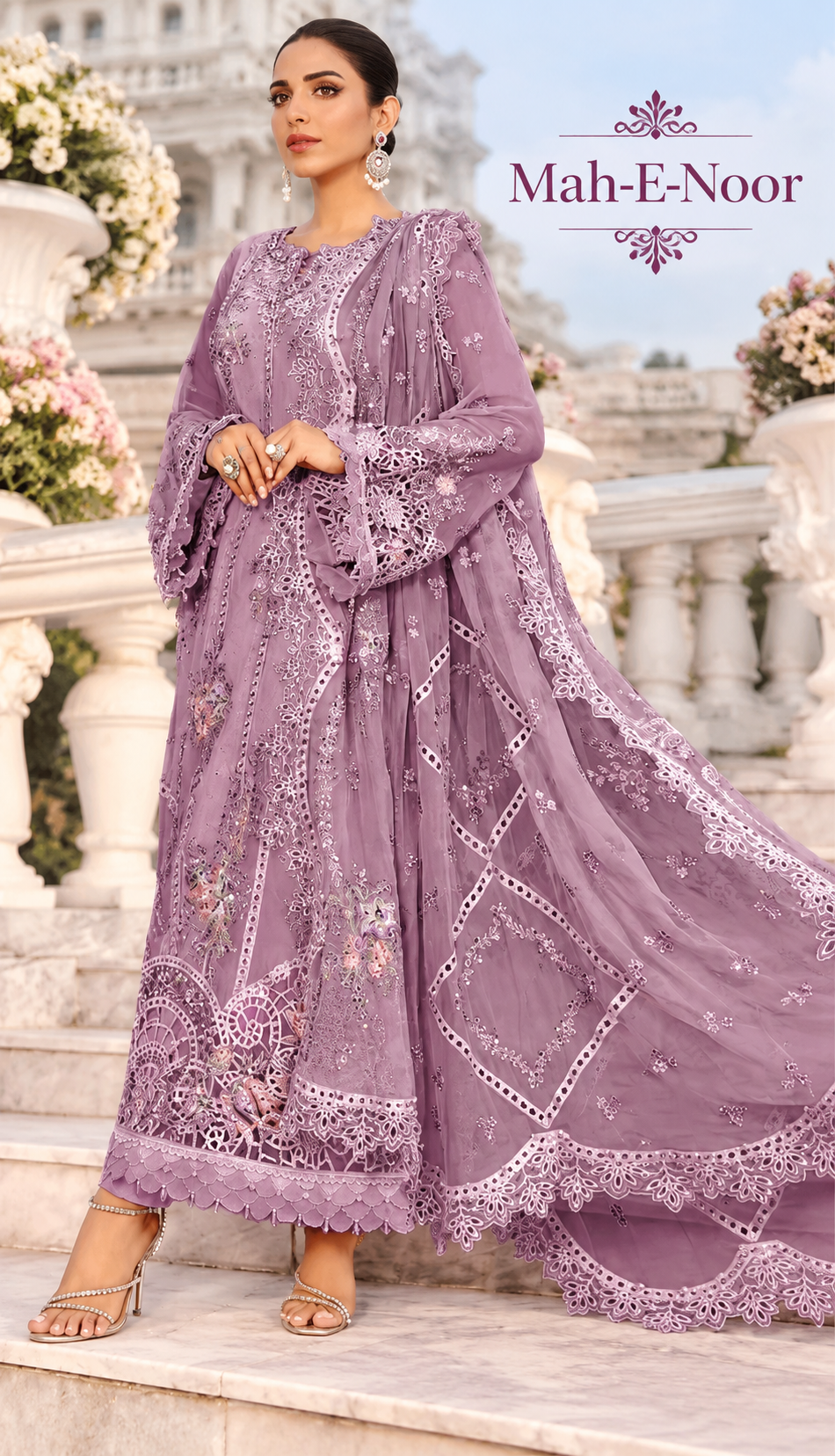 Mah-E-Noor winter 3pc Emboridered Viscose