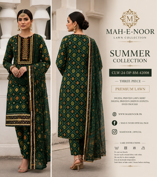 Mah-E-Noor Premium Lawn 3-Piece suit