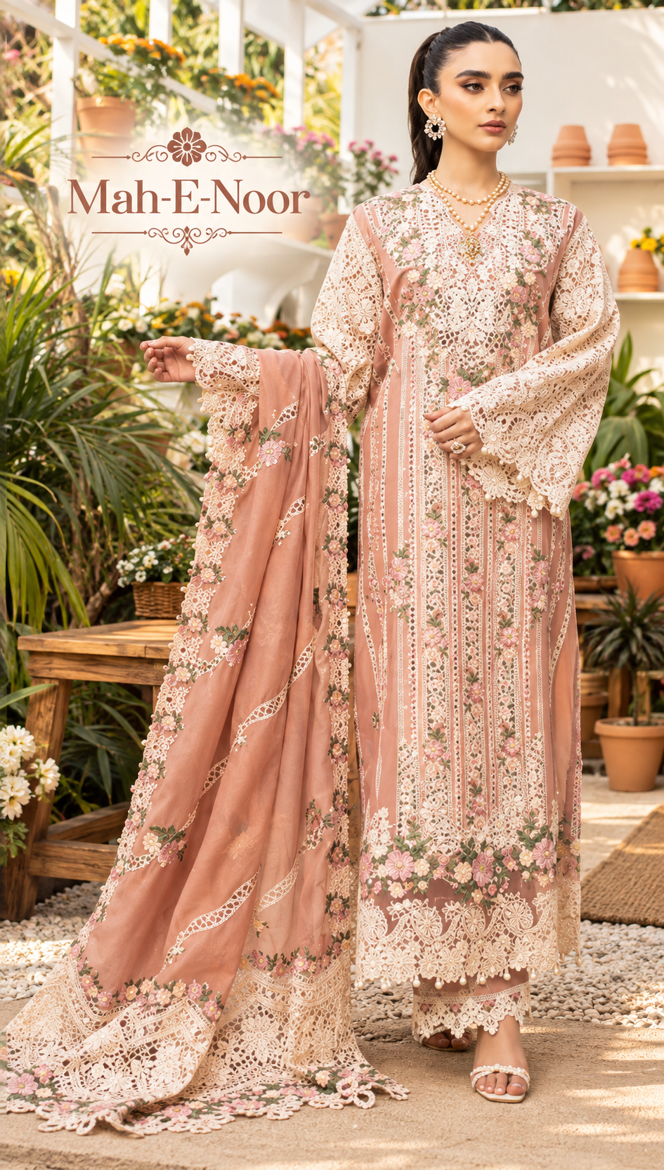 Mah-E-Noor winter 3pc Emboridered Viscose