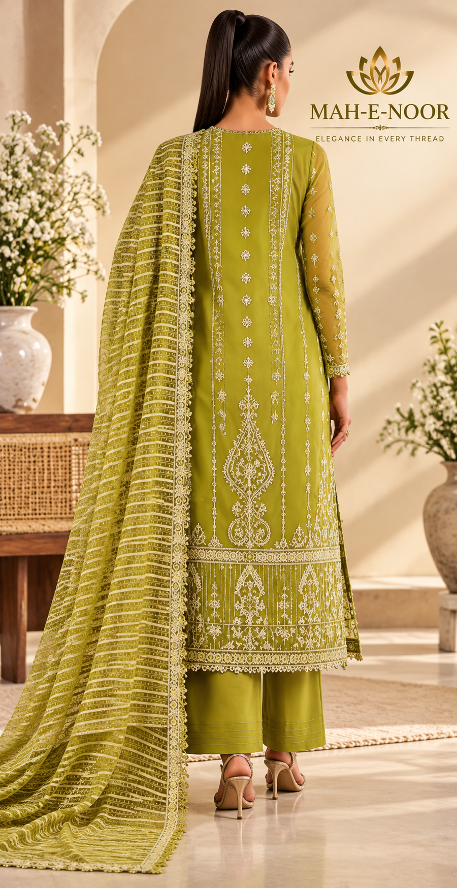 Mah-E-Noor winter 3pc Dyed Dhanak