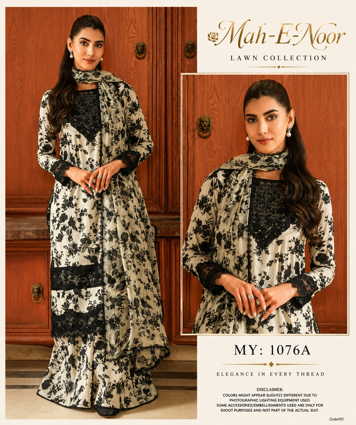 Mah-E-Noor Premium Digital Printed Lawn 3-Piece