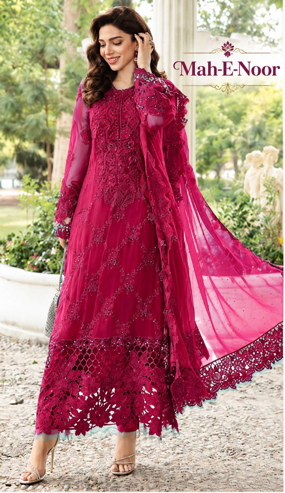 Mah-E-Noor winter 3pc Emboridered Viscose