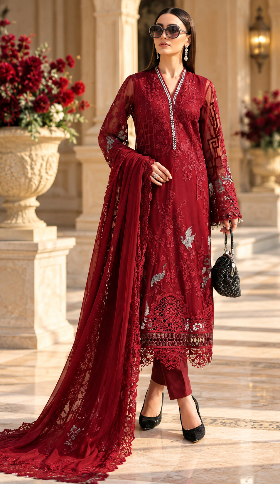 Mah-E-Noor winter 3pc Emboridered Viscose