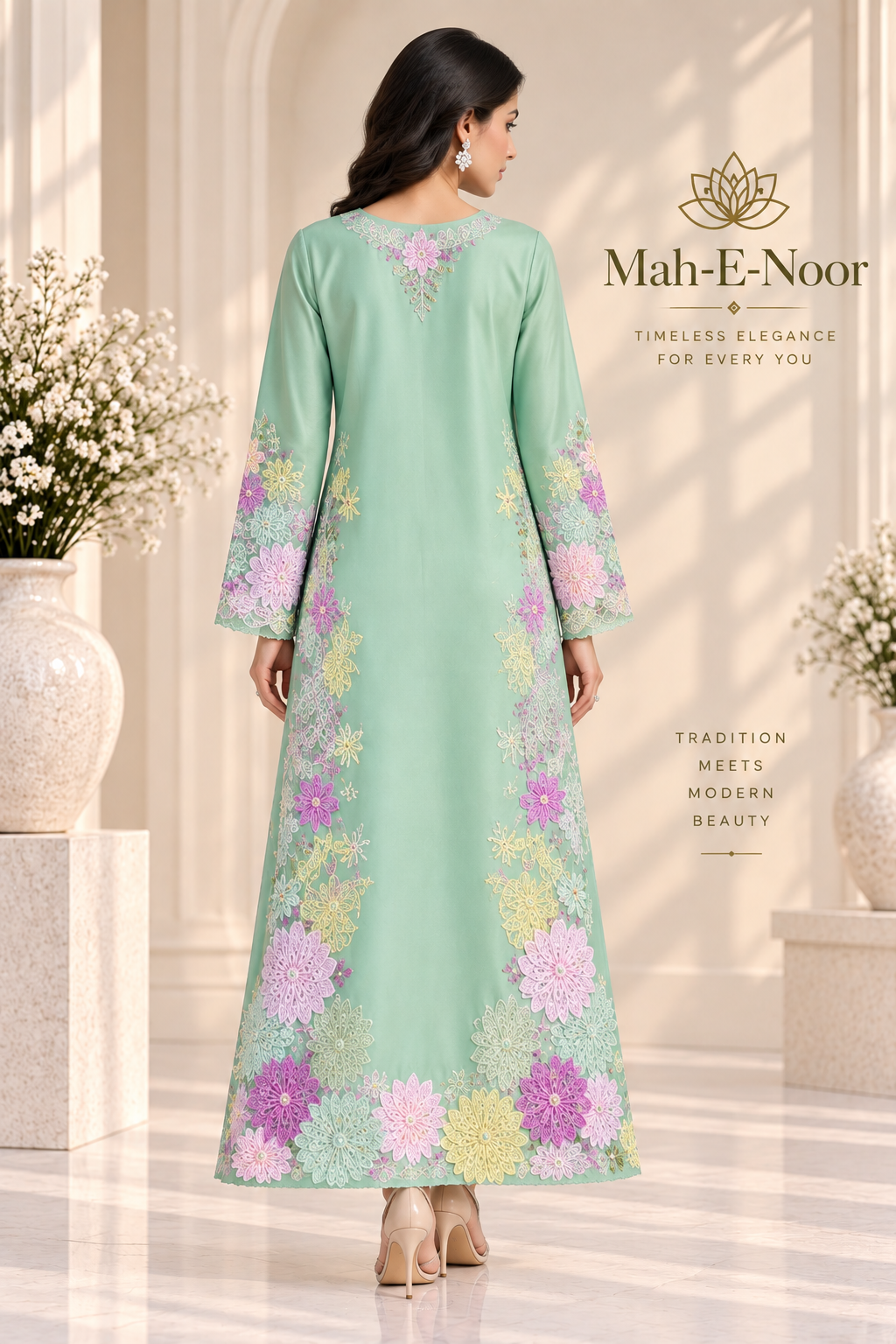 Mah-E-Noor winter 2pc Emboridered Silk