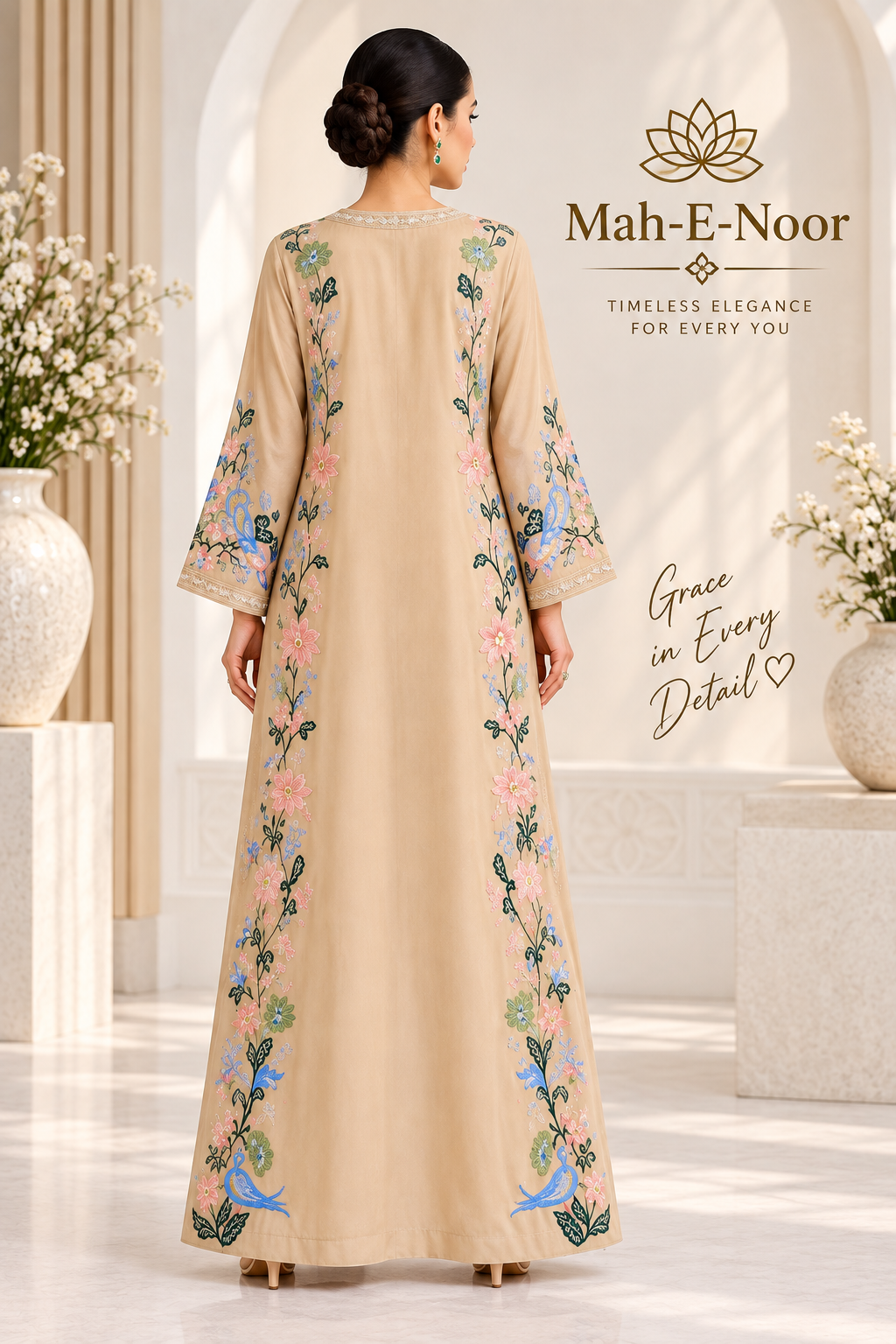Mah-E-Noor winter 2pc Emboridered Silk