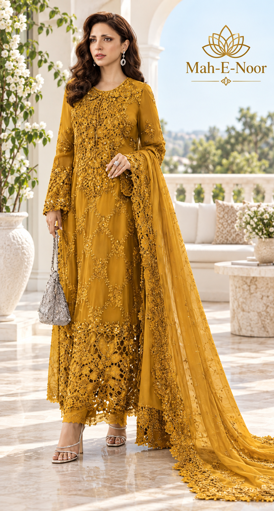 Mah-E-Noor winter 3pc Emboridered Viscose