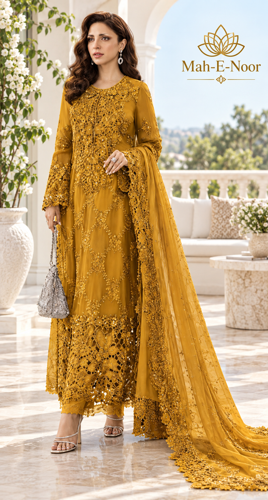 Mah-E-Noor winter 3pc Emboridered Viscose
