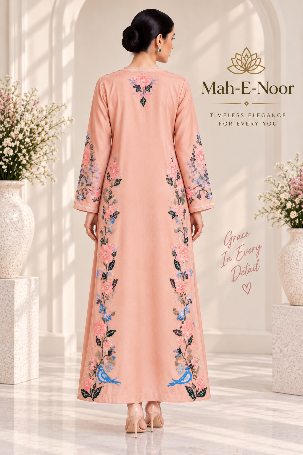 Mah-E-Noor winter 2pc Emboridered Silk