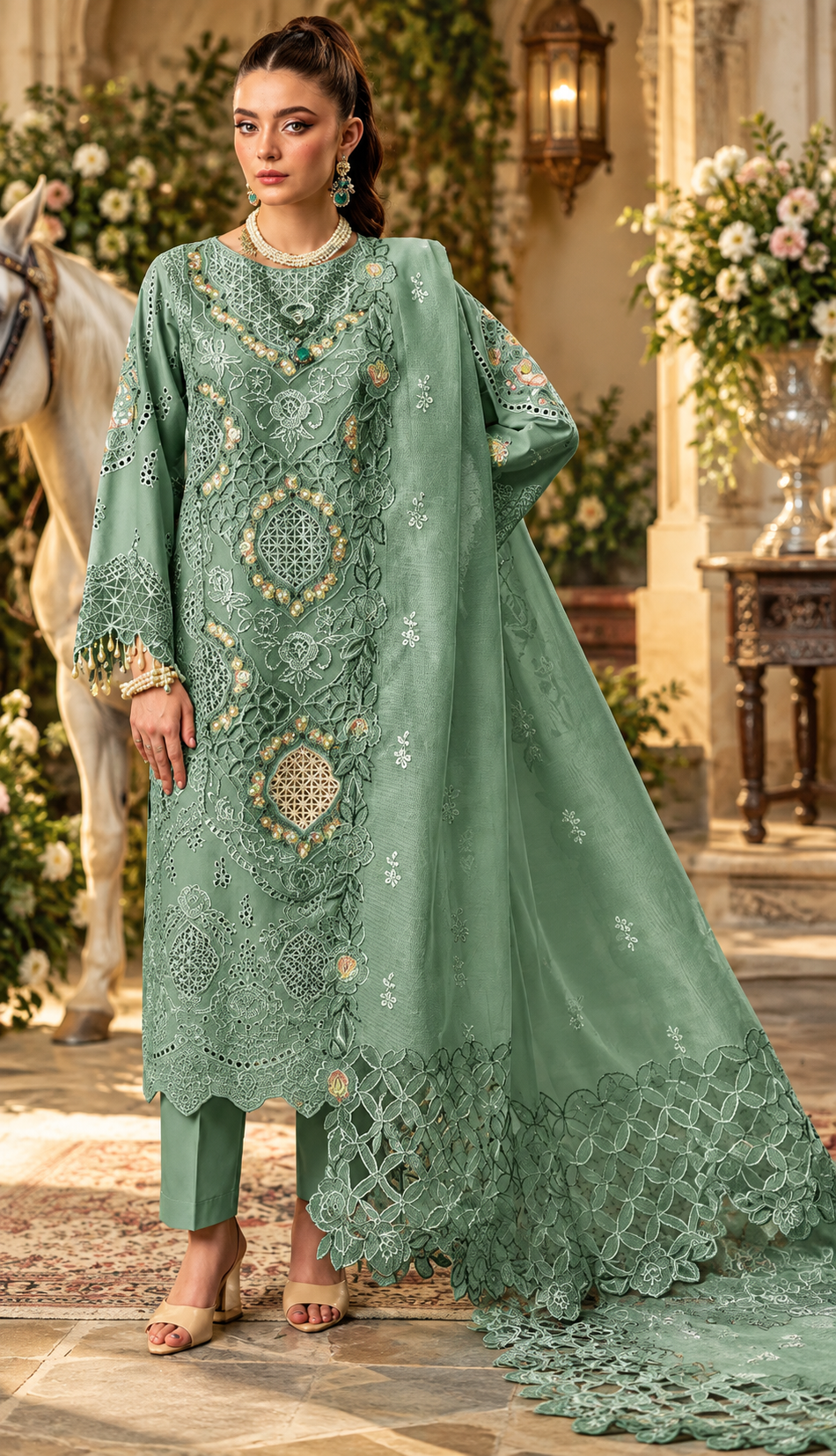 Mah-E-Noor winter 3pc Emboridered Viscose