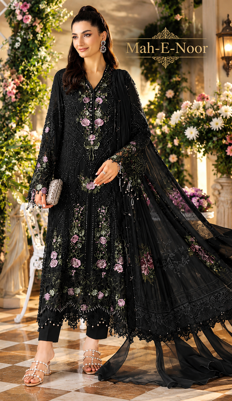 Mah-E-Noor winter 3pc Emboridered Viscose
