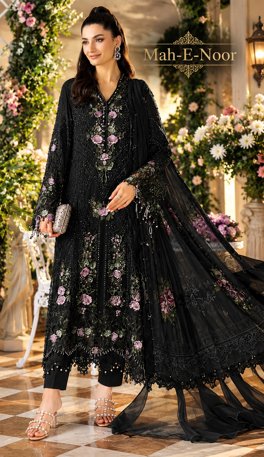 Mah-E-Noor winter 3pc Emboridered Viscose