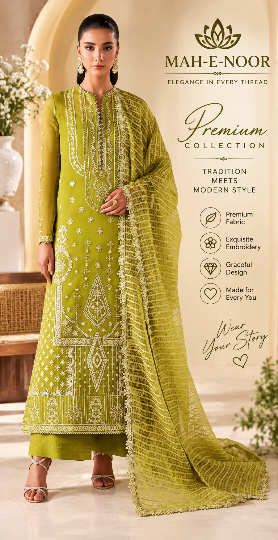 Mah-E-Noor winter 3pc Dyed Dhanak