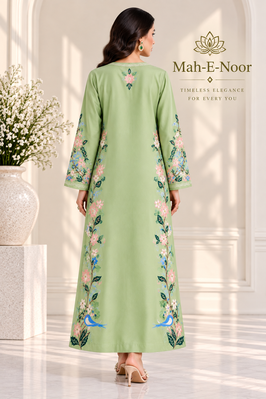 Mah-E-Noor winter 2pc Emboridered Silk
