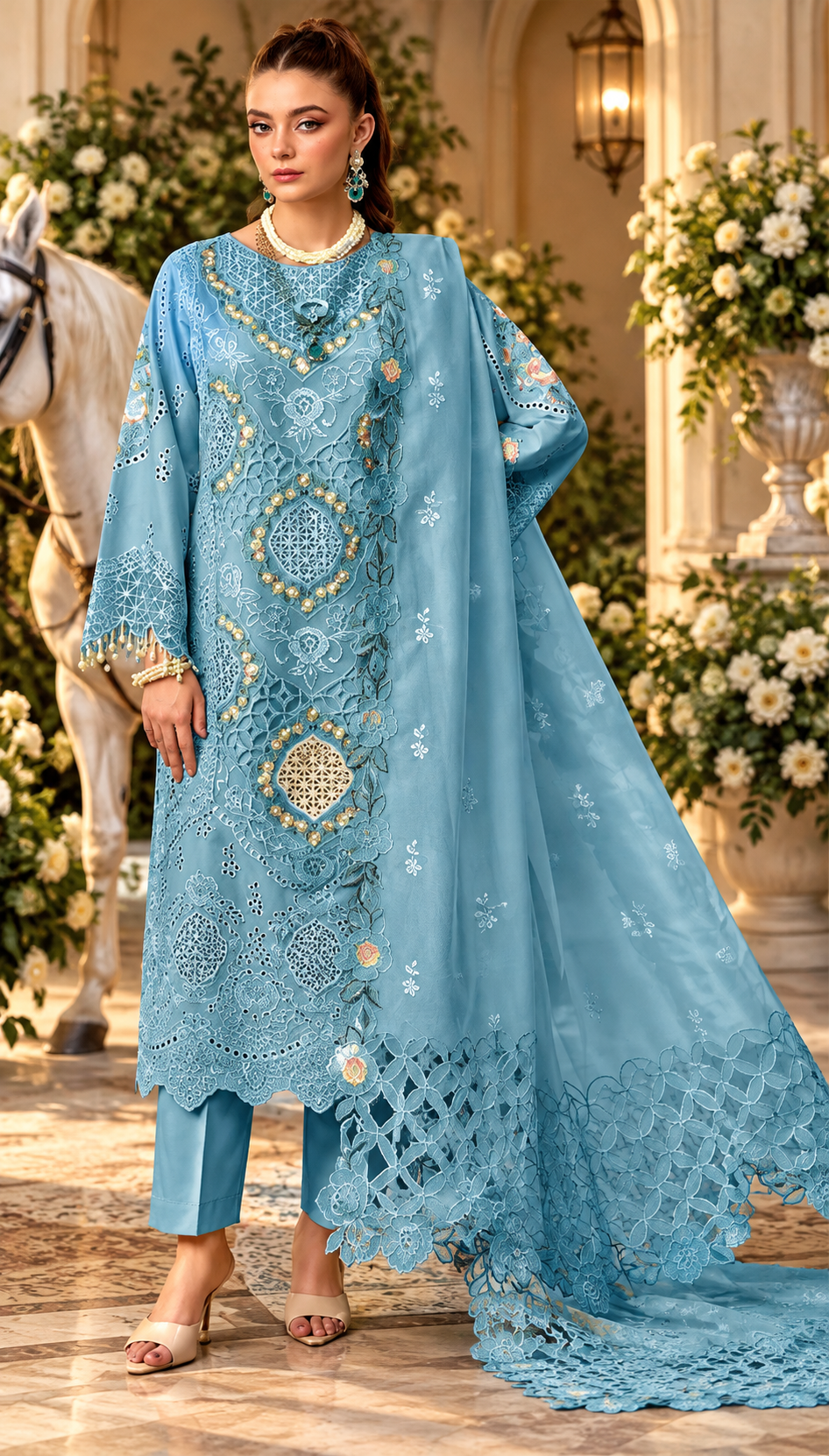 Mah-E-Noor winter 3pc Emboridered Viscose