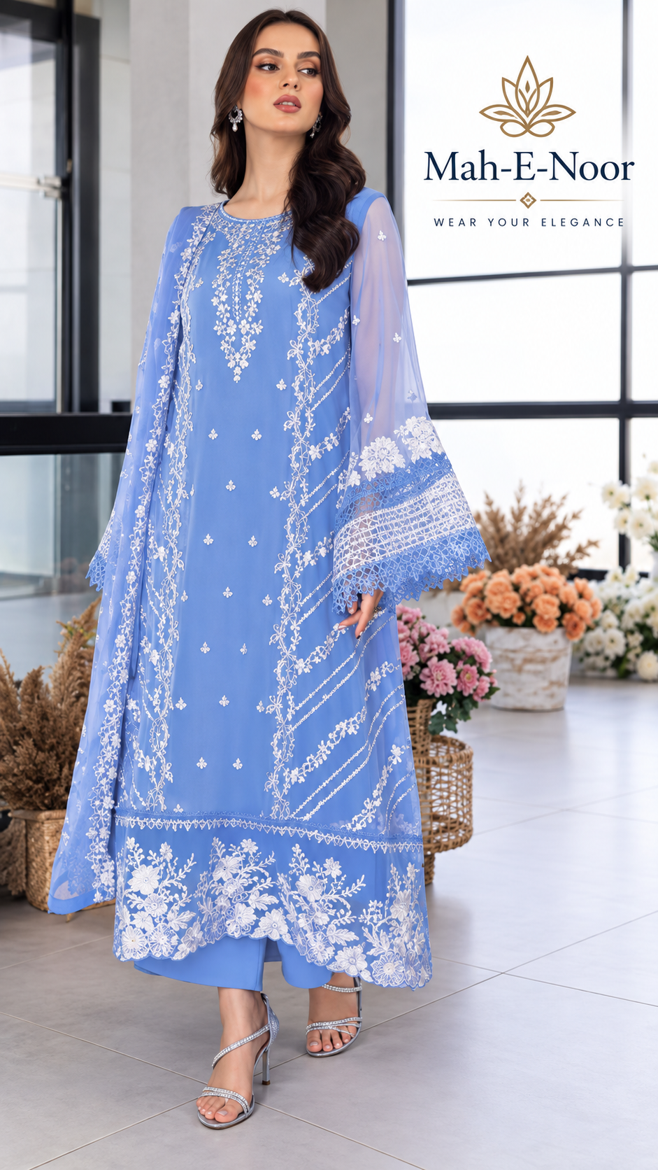 Mah-E-Noor winter 3pc Dyed Dhanak