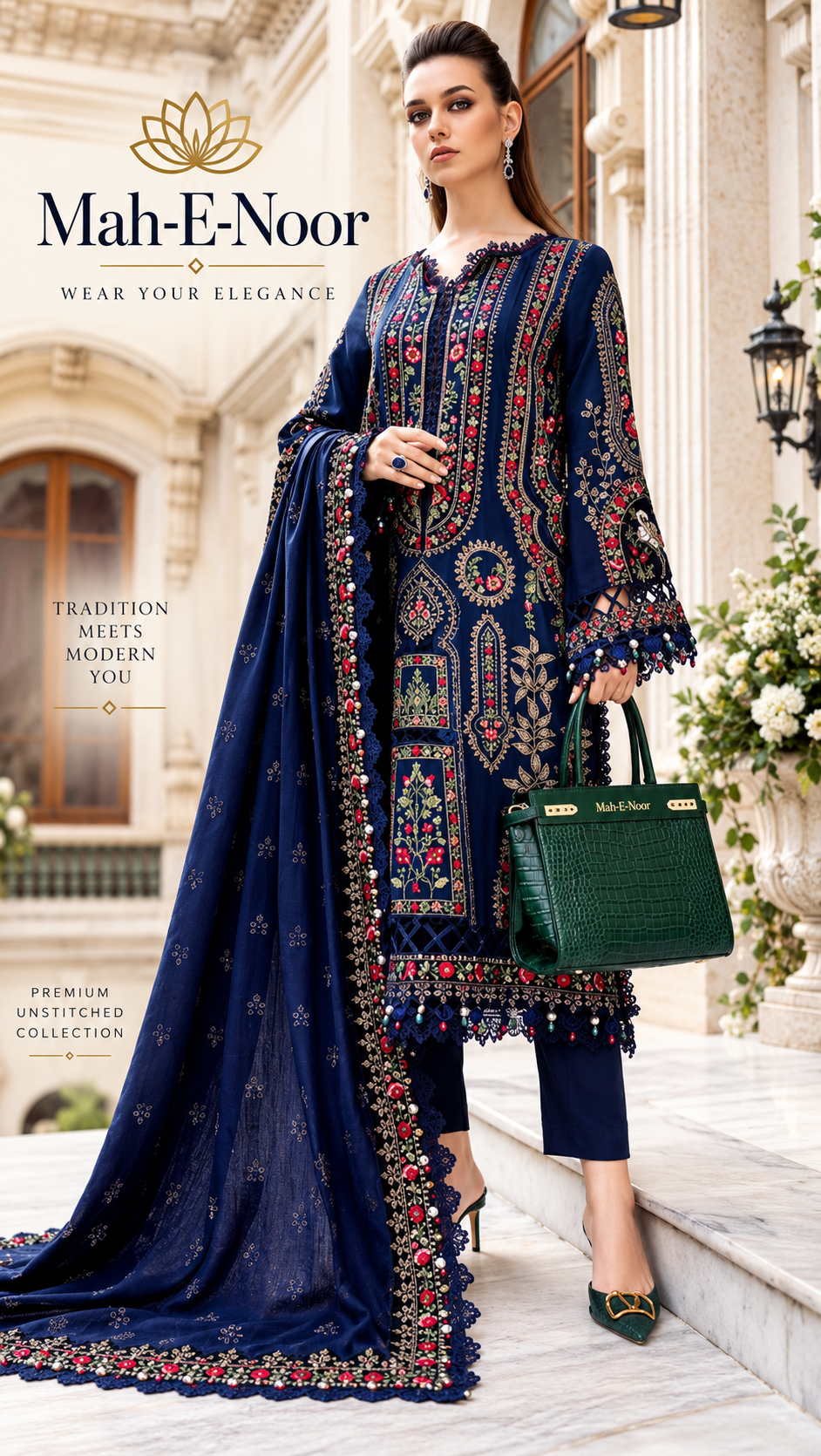 Mah-E-Noor winter 3pc Dyed Dhanak