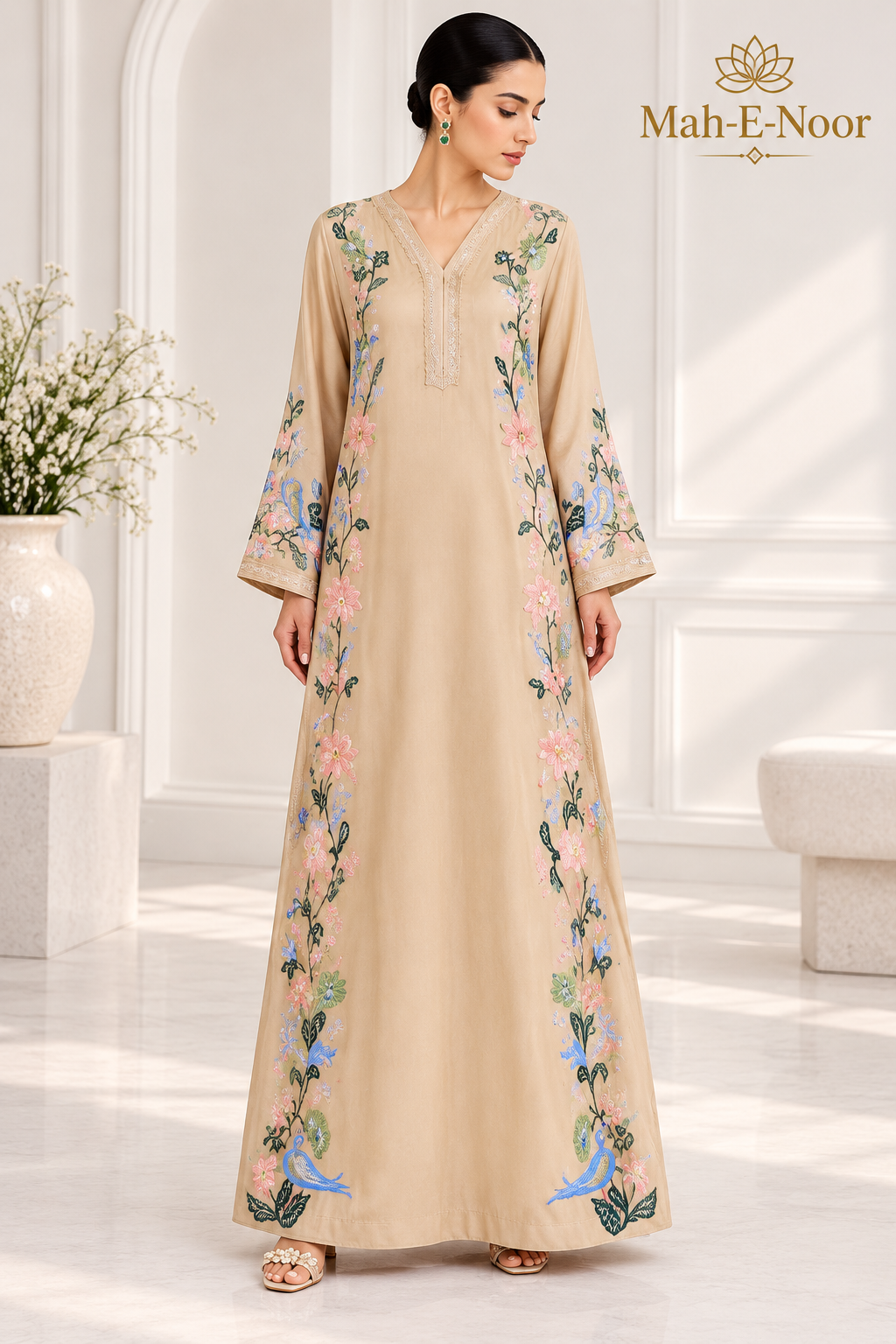 Mah-E-Noor winter 2pc Emboridered Silk