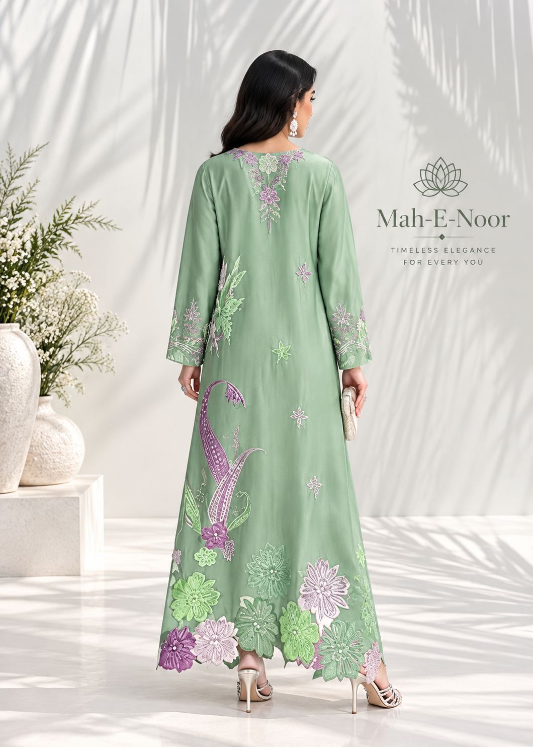 Mah-E-Noor winter 2pc Emboridered Silk