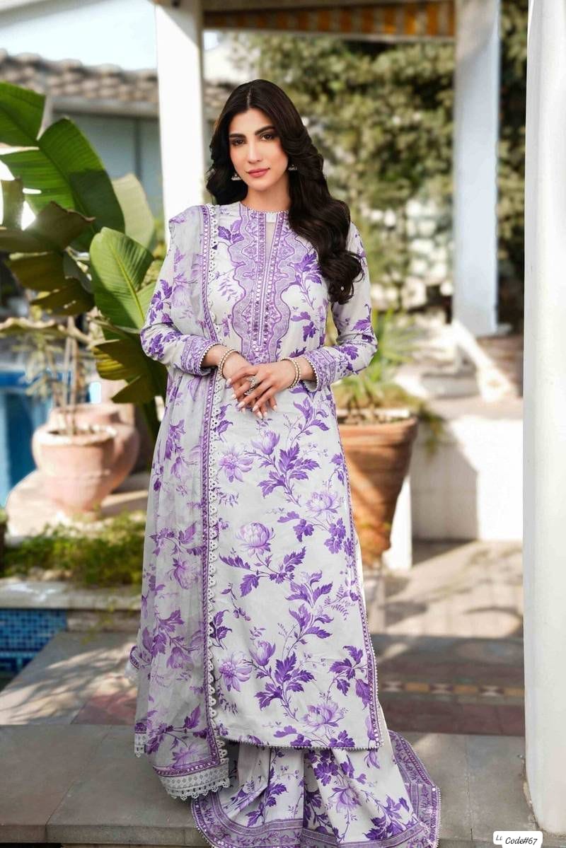 Mah-E-Noor Premium Lawn 3-Piece suit