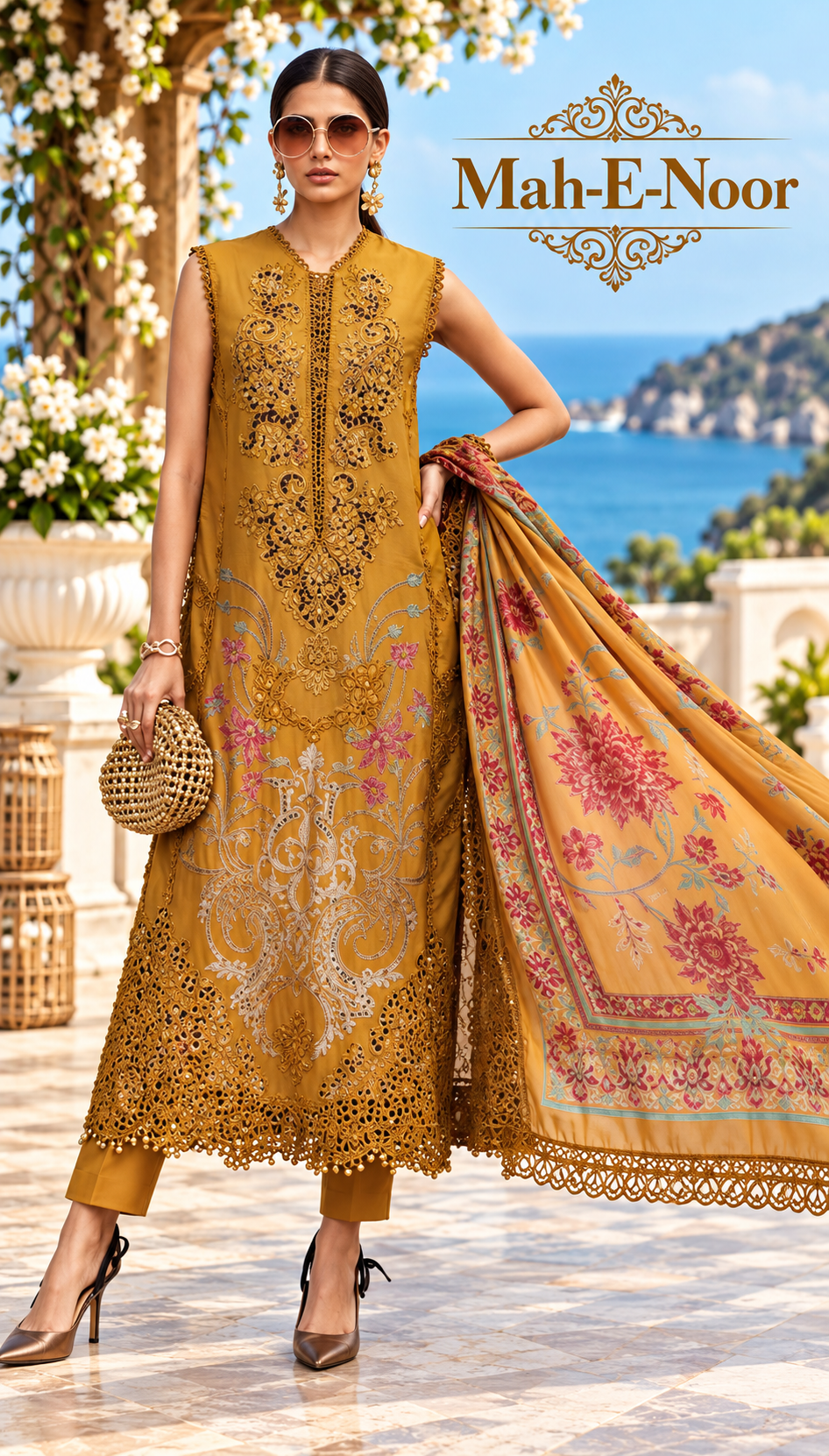 Mah-E-Noor winter 3pc Emboridered Viscose