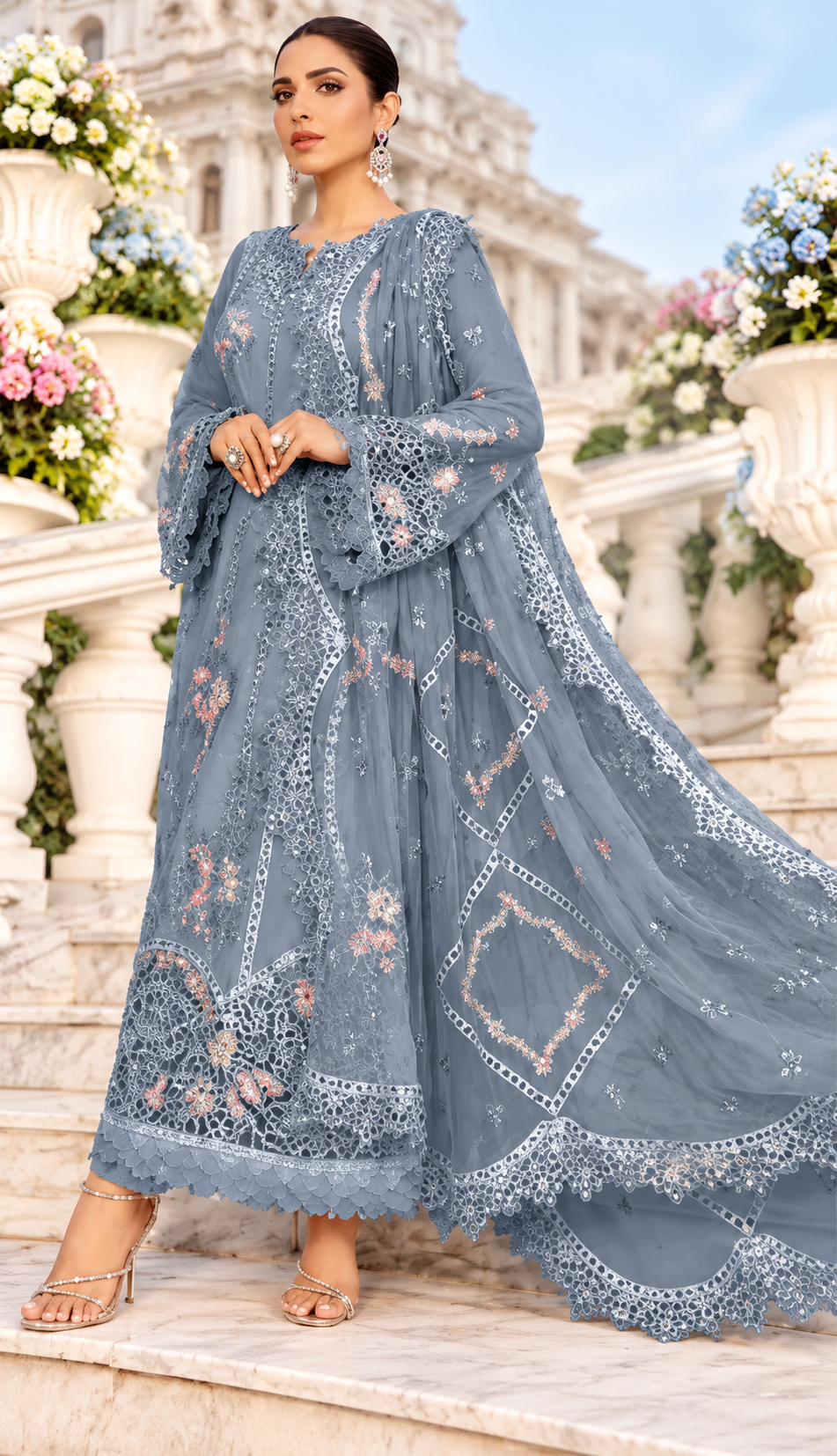 Mah-E-Noor winter 3pc Emboridered Viscose